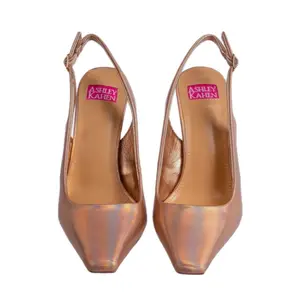 Ashley KAHEN Salsa Architectural Heel Slingback Pump - Rose Gold Metallic Finish Women's Fashion Shoe
