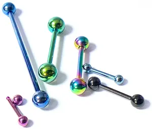 1pc Titanium Straight Barbell Tongue, Industrial, Tragus, Eyebrow, Nipple Ring