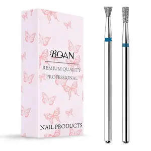 BQAN 2Pcs Nail Drill Bits Diamond Cuticle Removal Bit for Acrylic Nails Manicure Nail Prep and Nail Gel Polish Remover, 3/32" Shank -Silver Flat Conical-