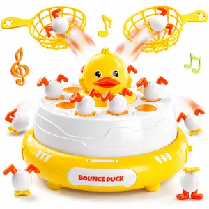 Bouncing Duckling Toy for Kids, Musical Duck Catching Toy with Lights, Rotating Action & Catching Nets, Interactive Toddler Play Toy Gift