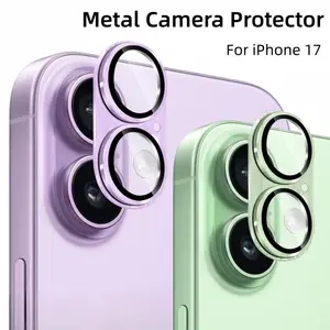 For IPhone 17 Metal Camera Protector Alloy Case Glass Full Cover Back Lens Protective Cap for Iphone17 Purple Green