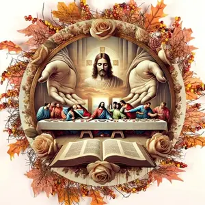 Aluminum Round Vintage Last Supper Wall Plaque Christian Renaissance Art with Jesus and Disciples for Indoor Outdoor Religious Home Decor