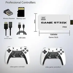 Retro Game Console Stick, Classic Video Games with 4K HDMI, Built-in 23 Emulators Wireless Retro Game Console Stick, 20000+ Games, Plug & Play TV Video Gaming Stick with Dual 2.4G Wireless Controllers