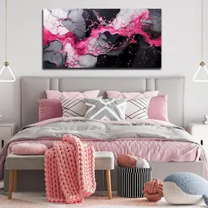 Pink Wall Art for Living Room, Abstract Canvas Wall Decor for Bedroom Decor, Modern Print Paintings SHJY-00477 Decoration Artistic Ornaments Waterproof Poster Gift