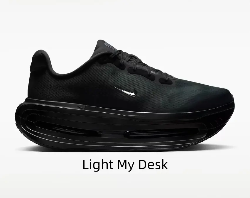 All-Black Running Shoes with Silver Swoosh & Full-Length Visible Air Cushion – Breathable Mesh Upper for Daily Walks or Gym Sessions