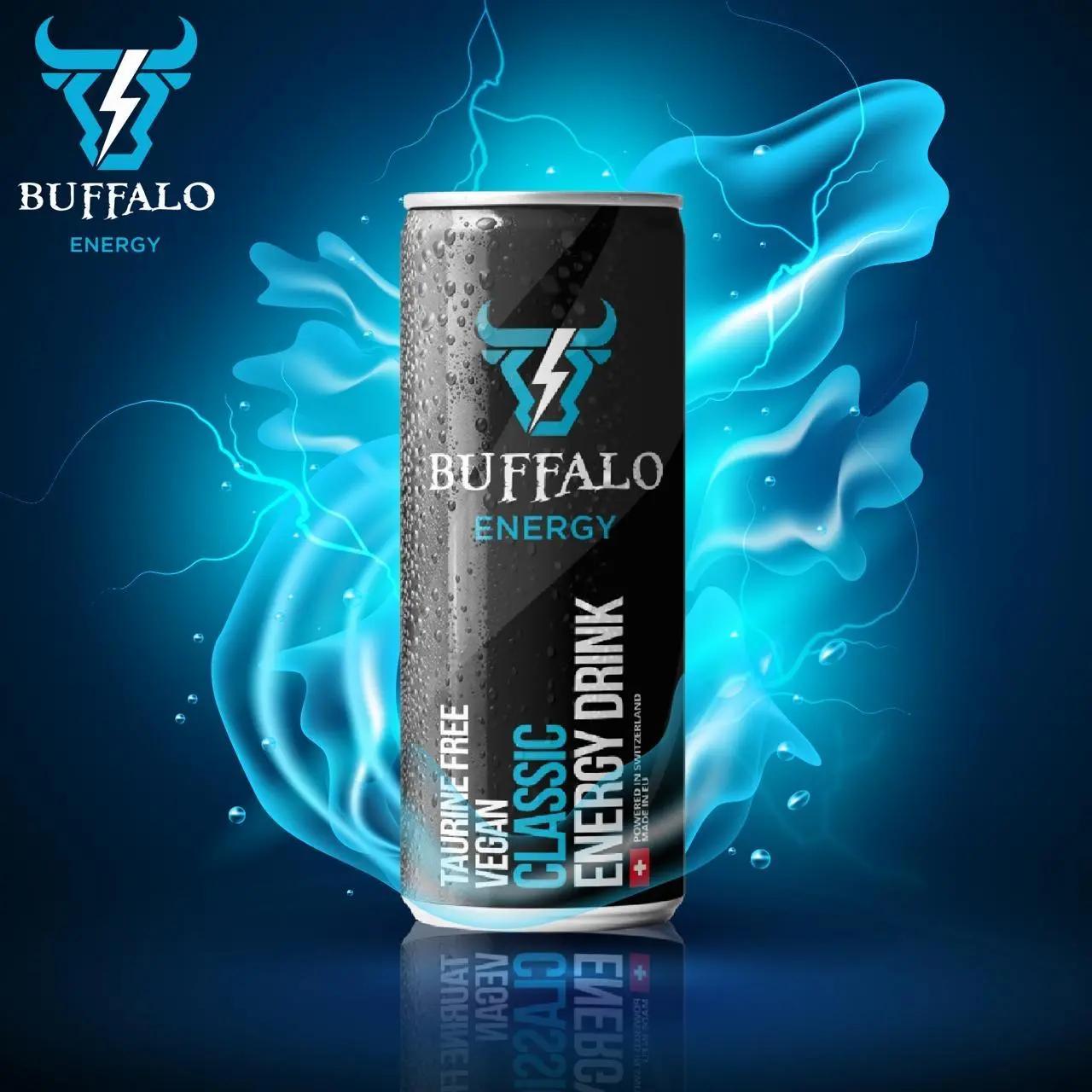 12-Pack Buffalo Energy Drink – Classic Edition | Vegan & Taurine Free (12 x 8.4 fl. oz.)