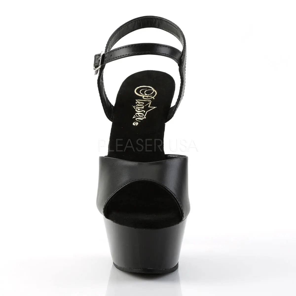 Women's Stylish 6-in Ultra High Heel Platform Sandal - KISS-209 Black Leather Buckle Footwear, Strappy Heel Wedges & Flatform Fashion Apparel, Women's Clothes, Ultra High Heel Wedges & Flatform