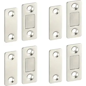 Magnetic Latches for Cabinets, Ultra-thin Brushed Stainless Steel Drawer Latches with Magnetic Adhesive, Kitchen Cabinet Door Closure Magnetic Latches, Door Hardware