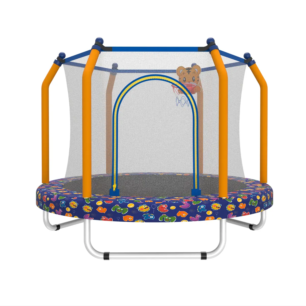 55 Inch Kids Trampoline with Safety Enclosure Net, ASTM‑Certified 30‑Spring Toddler Trampoline with Foam‑Covered Bumpers, Max 110‑LB Capacity