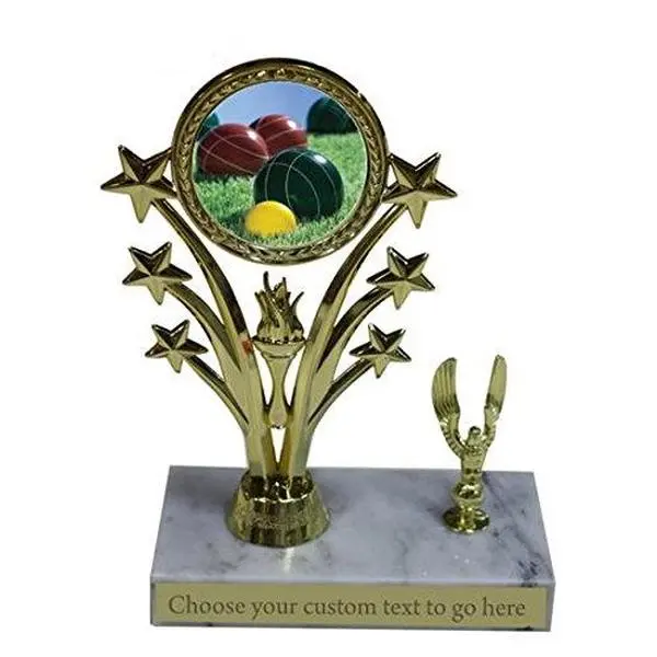 BuyAwardsandTrophies Bocce Ball Marble Base Star Trophy - Plastic Trophy with Base, Awards and Trophies for Sports Competition, Prizes for Adults and Kids Gold, 5"