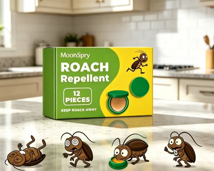 MoonSpry Natural Roach Repellent Discs - 12 Pieces InsectDeterrent Cockroaches, Non-Toxic Indoor Pest ControlSolutions for Kitchens, Cabinets, Safe for Pets & Family