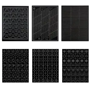 SOLWINK 6 Sheets Reusable Stencils Nail Stickers for Nail Art Butterfly Flower Snowflake Star Moon File Cat Rabbit Bear French Tips Nail Airbrush Templates Kit Manicure Decorations DIY Stencils Tools