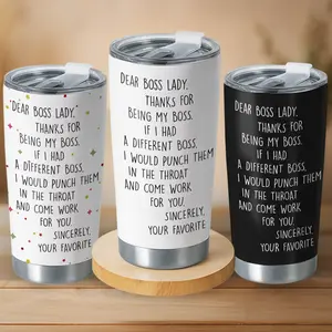 Gift - Dear Boss Lady Funny 20 Oz Stainless Steel Tumbler - Sarcastic Appreciation Gift From Favorite Employee, Hilarious Office Drinkware For Bosses, Boss’s Day Cup, Christmas gift for Boss