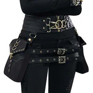 Gothic Steampunk Waist Bag for Women - Adjustable Fanny Pack Featuring Metallic Clasps, Crossbody Handbag for Costume Events, Daily Use & Formal Occasions - Retro Industrial Design Waist Bag, Gothic Fashion Items