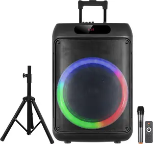 IQ Sound IQ-6915DJBT 15 inch Portable Bluetooth Party Speaker – 40W, TWS, LED Lights, Wireless Mic, Rechargeable
