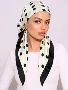 1pc Round Dot Hijab Cap, Slip-On Design, Simple Fashion, Comfortable and Breathable, Ideal for Summer, Soft Fabric