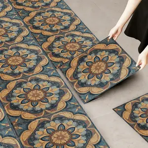 10 pieces of 2D flat PVC floor stickers - leather texture art stickers, 11.81 x 11.81 inches, tear-and-paste floor stickers, perfect for bedrooms, kitchens, living rooms, balconies, bathrooms