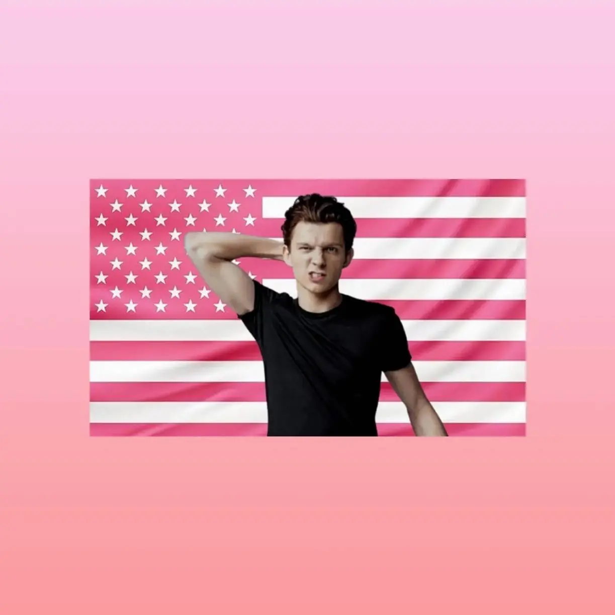 Tom Holland Pink American Flag Tapestry – Actor Wall Art Decor | Celebrity Fan Room Flag | Aesthetic Pink Bedroom Decor