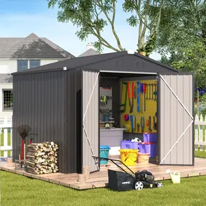 【1/2 Packages Shipping】Metal Storage Shed – Outdoor Utility & Garden Shed with Lockable Doors for Backyard, Patio & Yard