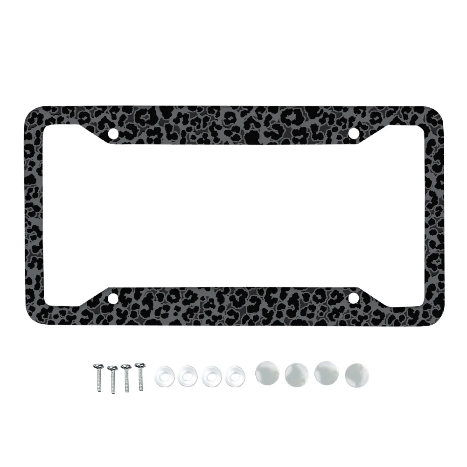 Leopard Print License Plate Frame with Screws, Auto Bike Accessories Universal Exterior Decoration, Plate Letters Fully Visible, Non Slip