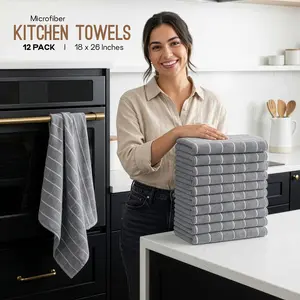 Utopia Towels Microfiber Kitchen Towels – Super Absorbent, Soft & Lint-Free (18 x 26 Inches) for Dishes & Appliances