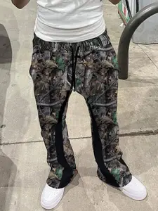 Men's Camo Tree Branches Print Drawstring Waist Sweatpants, Regular Fit Street Fashion Casual Comfy Pocket Trousers, Casual Sports Trousers for Summer, Men's Trousers for Daily Wear