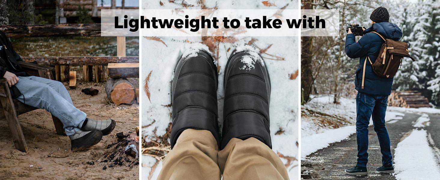 FitVille Mens Winter Boots V14 Wide Width Water Resistant Snow Boots for Men Lightweight Warm Fur Lined Walking Shoes Closed Toe