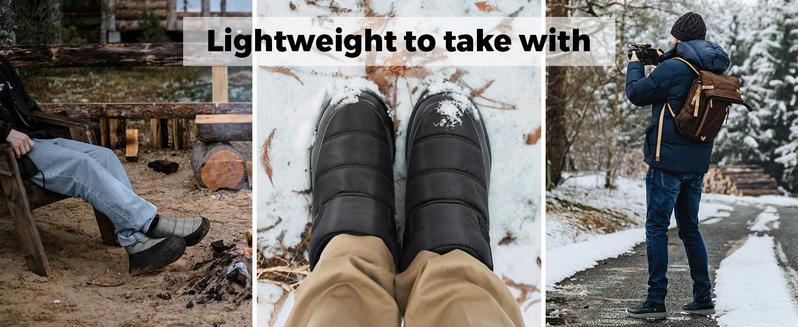 FitVille Mens Winter Boots V14 Wide Width Water Resistant Snow Boots for Men Lightweight Warm Fur Lined Walking Shoes Closed Toe