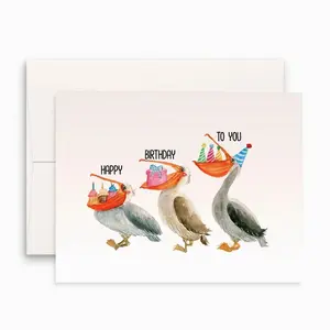 Pelican Birds Birthday Card - Liyana Studio Greeting Cards Handmade