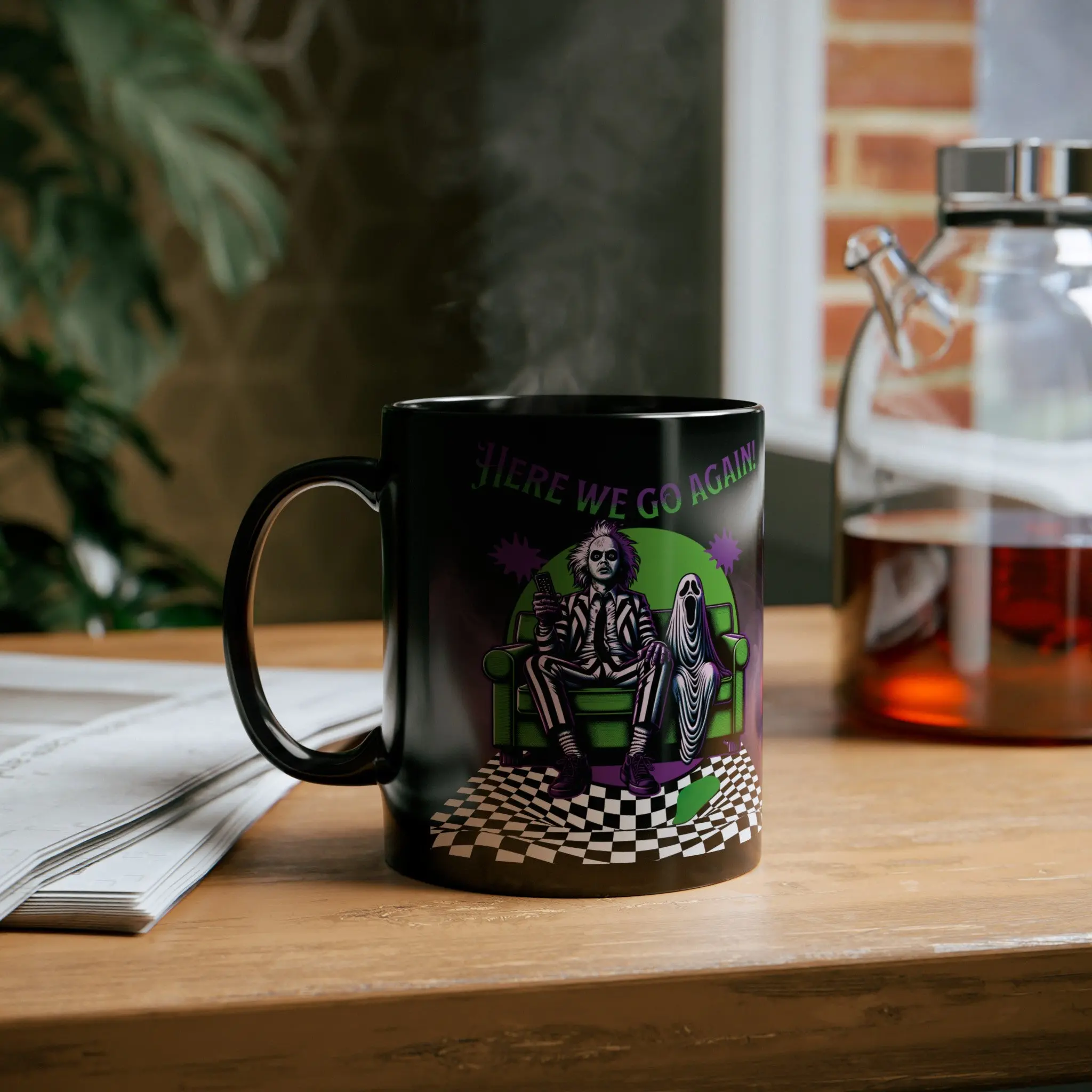 Beetlejuice 2 Inspired Here We Go Again Horror Fun Black Coffee Tea Mug Cup  (11oz, 15oz) - TikTok Shop