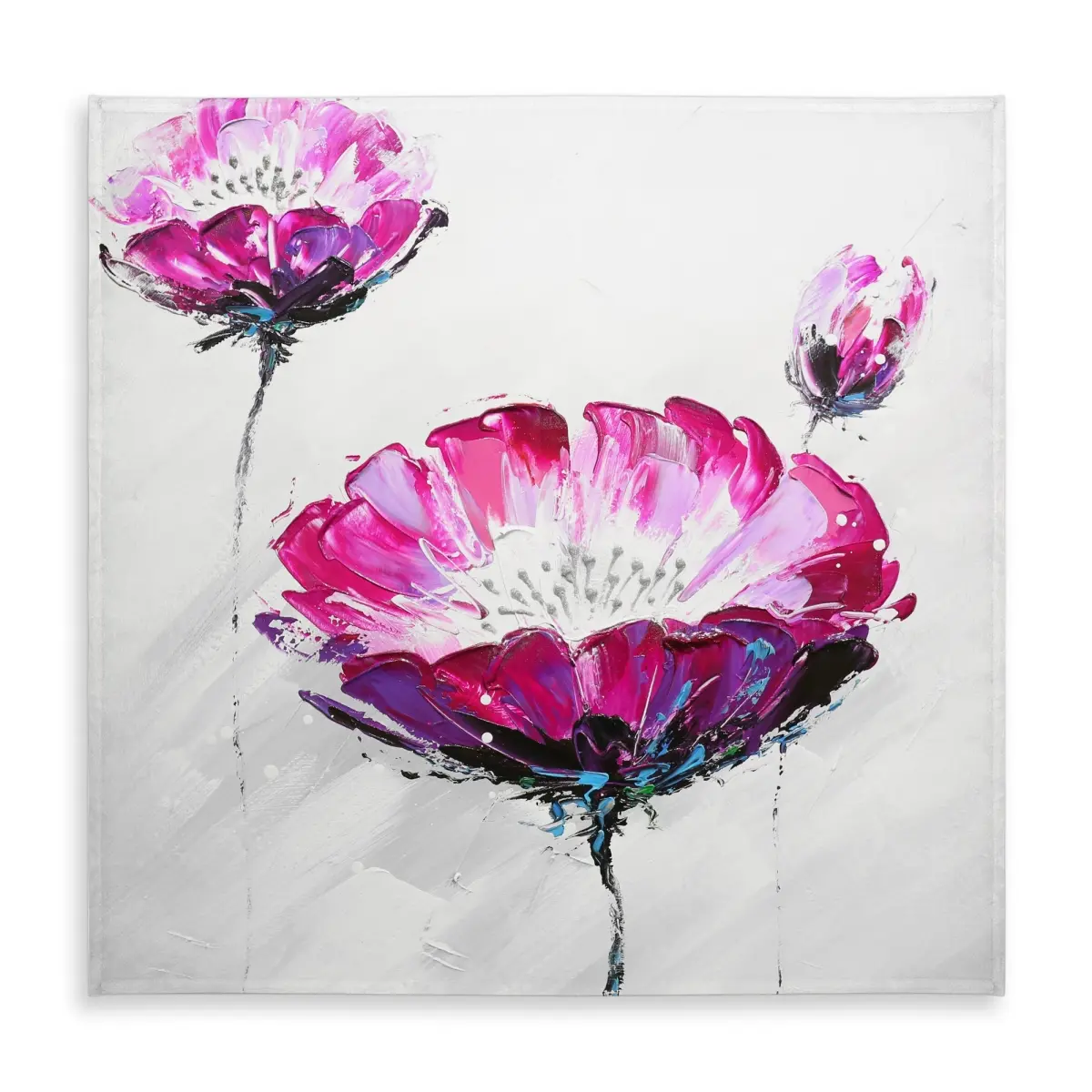 360 Stand Easy Clean Pink Wild Flowers Botanical Outdoor Tablecloth - 58x58 in, Furniture Accessory for Outdoor Table Home Decor, Indoor-Outdoor Tablecloths, Waterproof Resistant Tablecloths
