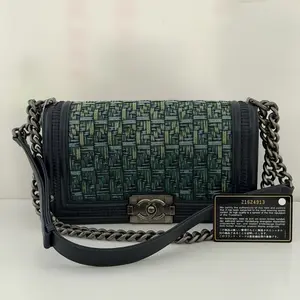 Pre-owned CHANEL Boy Clutch Shoulder Bag Tweed Medium|19918741