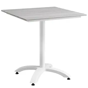 Modway Maine 28" Outdoor Patio Dining Table in White Light Gray