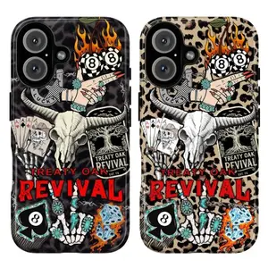 Western Leopard Cherries Skull Horseshoe Vinyl Themed Phone Case Protection, Shockproof, Anti-Drop, Anti-Fingerprint For IPhone 17-11, Pro Max, Pro Plus, and Samsung S26-23
