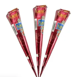 Pack of 3 - 25g Kaveri Natural Henna Mehendi Cones Temporary Tattoo Kaver 100% Natural Henna Cone - Long Lasting & Vibrant Design for Stunning Henna Artistry