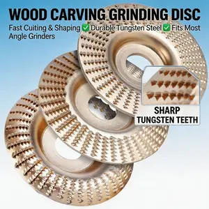 3 Pack 4 Inch Golden Wood Sanding Discs for Angle Grinder – Coarse Grinding & Polishing Wheel, Carbide Grit Disc for Woodworking, Carving, Shaping, Fast Material Removal – Heavy Duty Turbine Disc, 3pcs Set tiktokshopspringglowup
