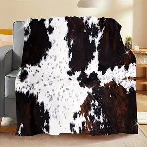Comfortable Cowhide Flannel Blanket, Soft and Warm, the Perfect Gift for Holiday Memories, Suitable for Best Friends and Family, Ideal for Naps, Camping, Travel, and Home Decor