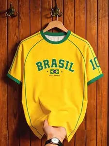 Vintage Brazil Football T-Shirt | Yellow BRASIL #10 Graphic Soccer Tee for Men and Women