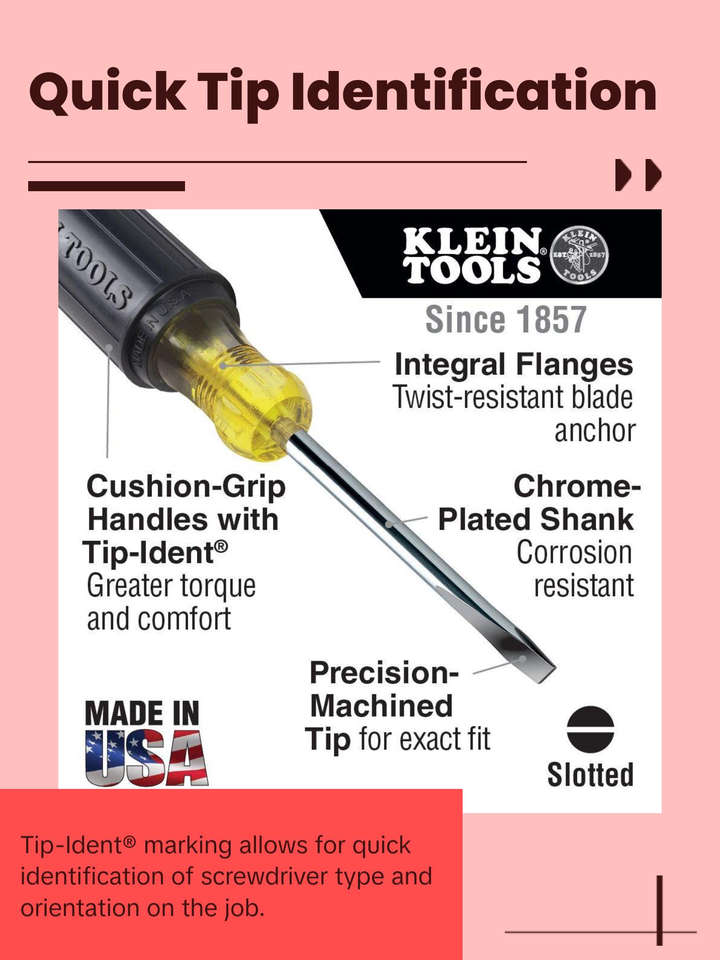 Klein Tools 85442 Screwdriver Set, 1/4 Keystone and #2 Phillips Precision Machined Tips, Cushion-Grip Handles, 4-Inch Shank, 2-Piece
