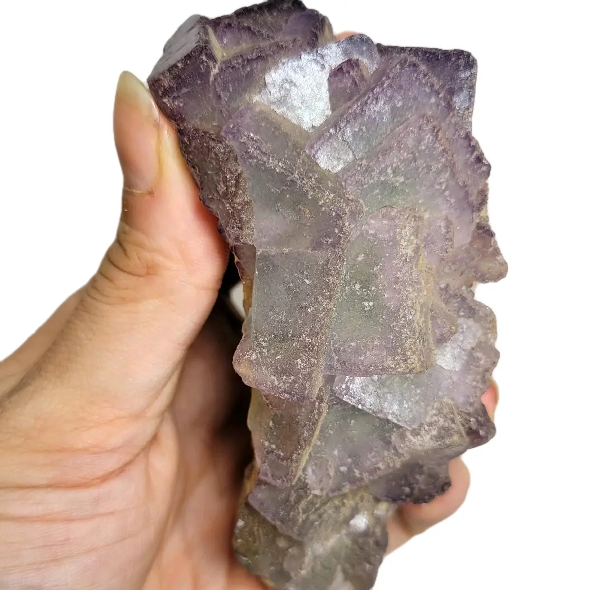 4in Blue and Purple Cubic Fluorite Crystal Cluster mineral