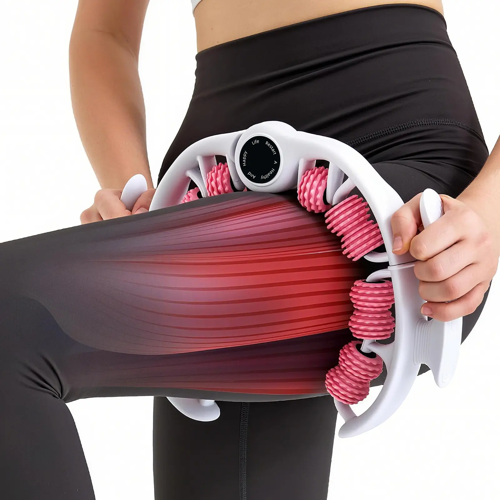 Pink Manual Anti-Cellulite Roller Massager - Unscented Body Shaping Tool, 660g, 27.5×26.5×4.5cm, Smooth Lightweight Skincare Accessory for Arms, Thighs/Calf Targeting, Relaxation, Firming