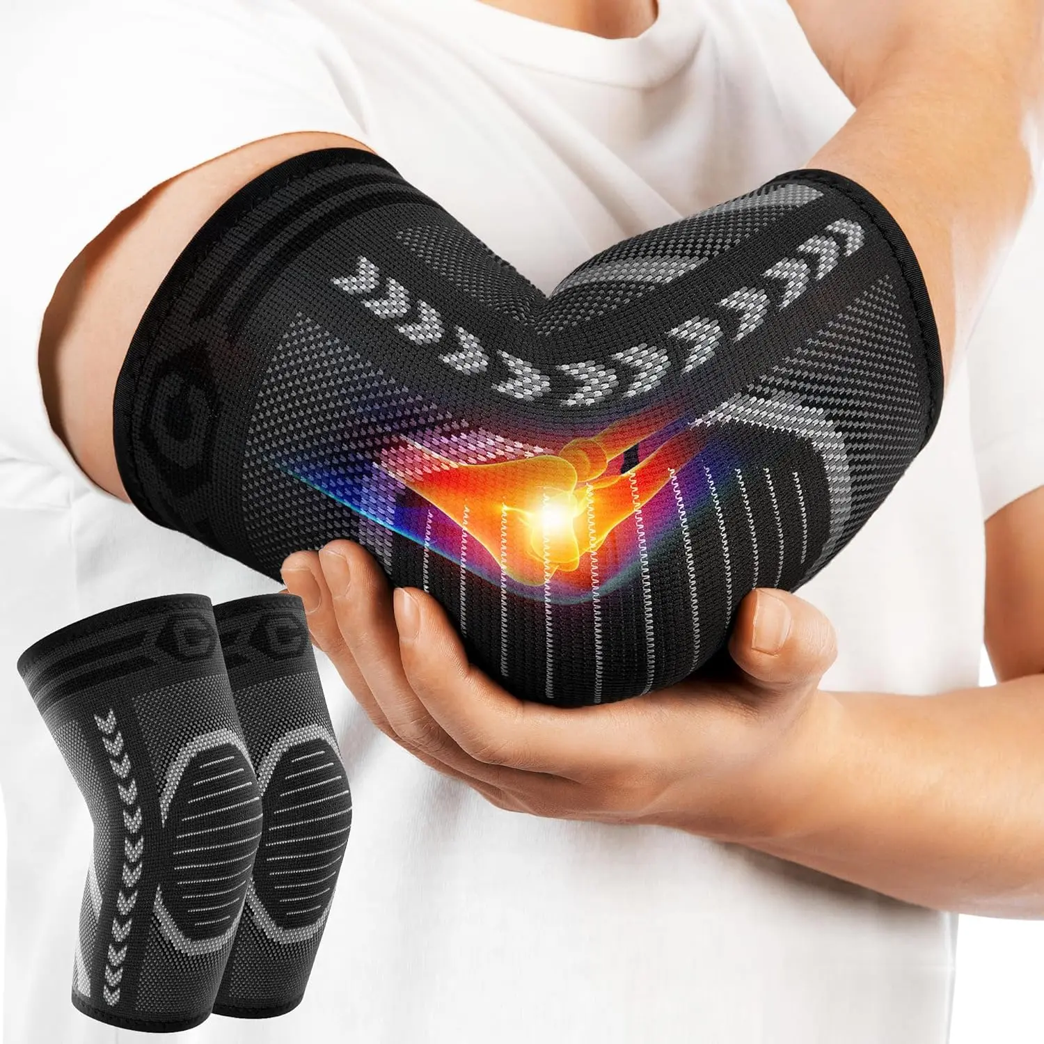 CAMBIVO 2 Pack Tennis Elbow Brace for Tendonitis and Tennis Elbow,Golfers Elbow, Arm Compression Sleeves for Women and Men, Bíceps Support Sleeve for Weightlifting, Basketball and Workout