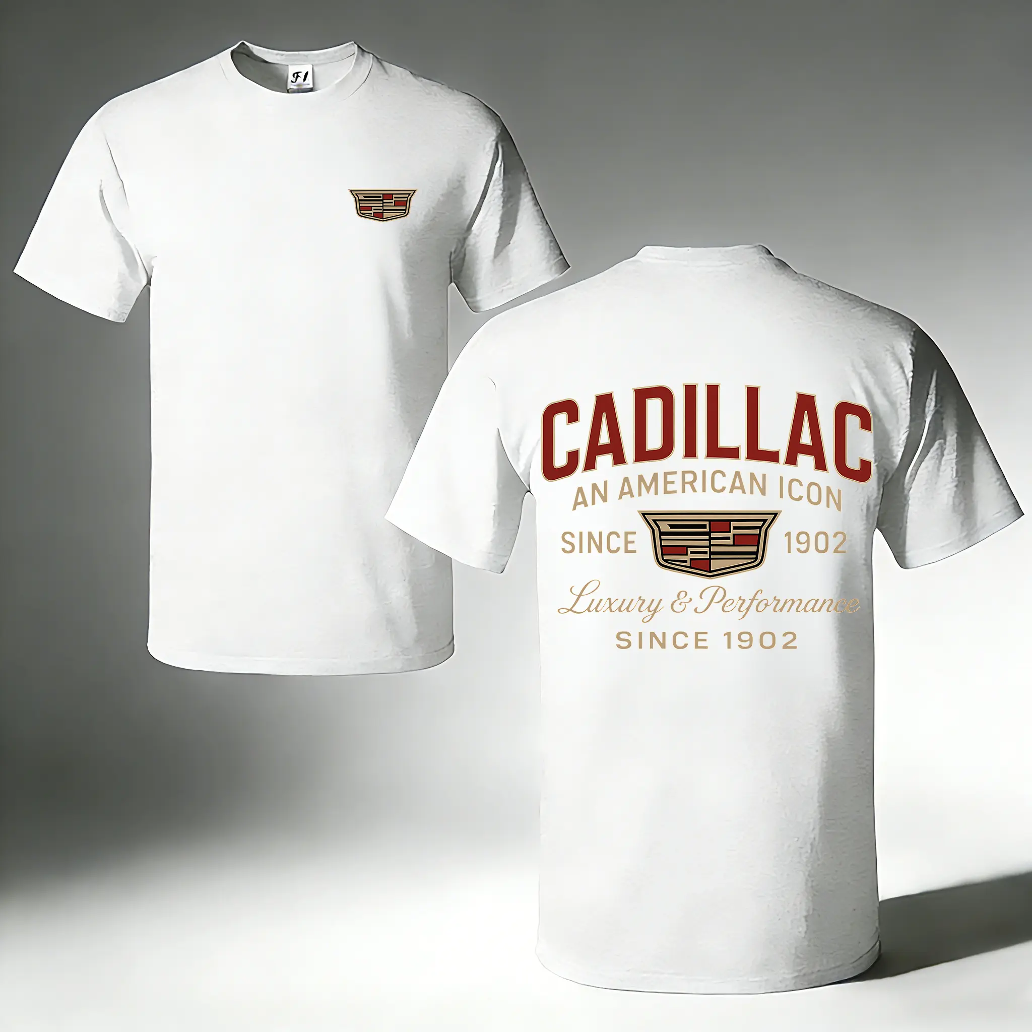 Men's Cadillac Luxury Car Graphic T-Shirt - Shortleeve Crew Neck Unisex Top, Classic American Car Print, Breathable Streetwear Casual Tshirt