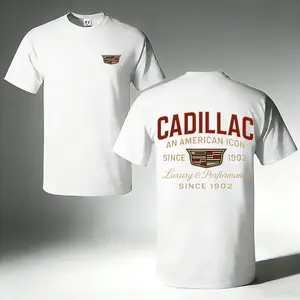 Men's Cadillac Luxury Car Graphic Tee – Classic American Car Print, Streetwear Casual Crew Neck Short Sleeve T-shirt