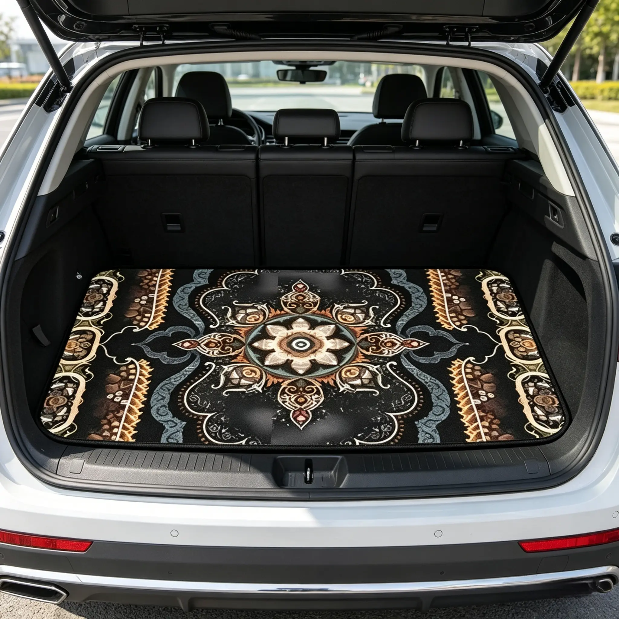 Tribal Retro Bohemian Car Trunk Mat - Protective, Waterproof, Non-Slip, Durable, Customizable Vintage Exotic Patterns, Multiple Styles, All-Season, Safety Design, Universal Fit for Most Cars, Car Accessories, Patterned