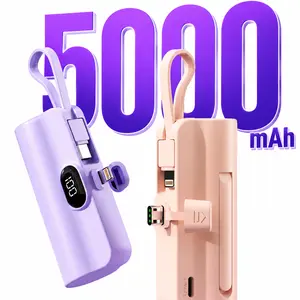 5000mAh Mini Portable Battery Pack Charger, Features Two USB Ports (Type-C & Lightning) and Digital Power Display for Accurate Monitoring, Compact and Lightweight Design Ensures Easy Portability
