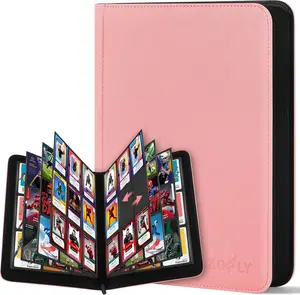 30 Pack 9 Pocket Card Binder, Premium Zip Trading Card Binder, 540 Large Capacity Side-Loading Card Storage Album, PU Card Collection Binder for Gifts, TCG, MTG, Baseball Football Sport Cards, Pink