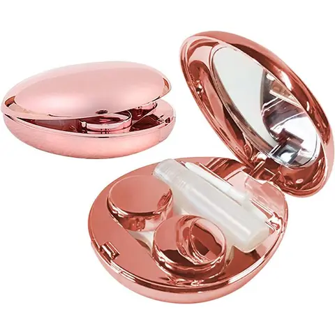 Portable Contact Lens Case, 1 Count Contact Lens Storage Box with Mirror & Solution Bottle & Tweezers & Contacts Applicator & Contact Lens Case, Durable Contact Lens Case for Indoor & Outdoor, Contact Lens Kit