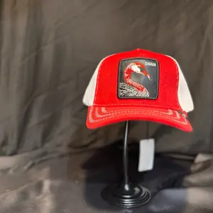 Red Trucker Cap with Swan Embroidered Patch by Swan Brand