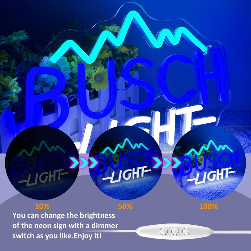Busch Light Neon Signs for Wall Decor Neon Lights for Bedroom Led Signs Suitable for Man Cave Bar Pub Restaurant Christmas Birthday Party Gift Led Art Wall Decorative Crs Light Bar Sign, 5V Usb Power
